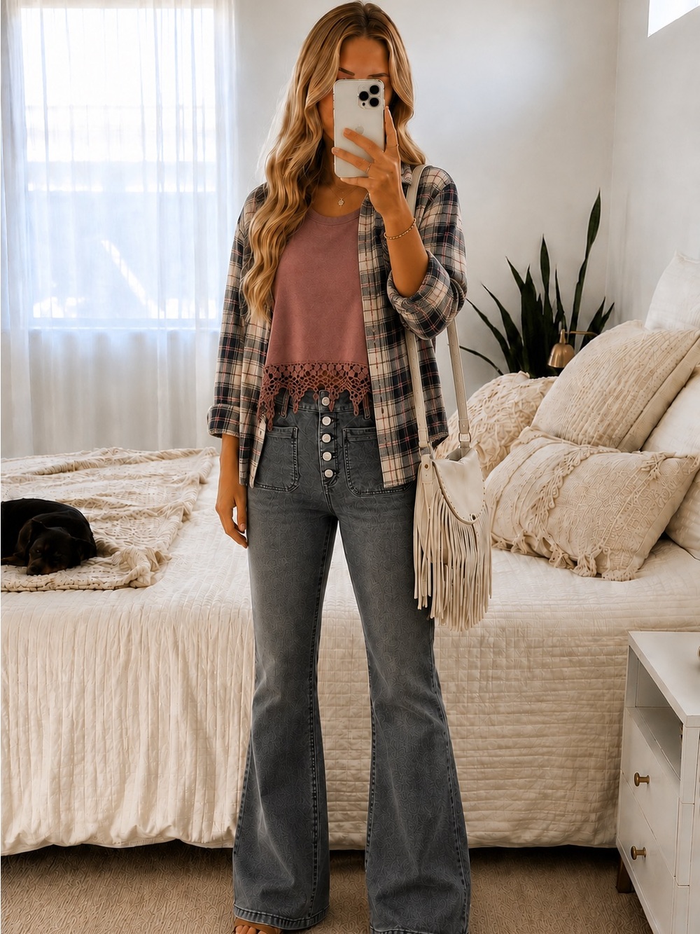 Carhartt Mauve and Navy Plaid Button-Down